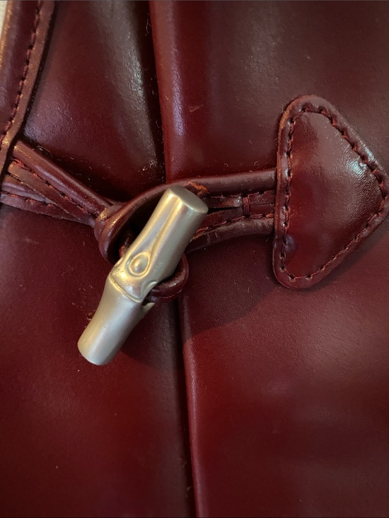 Longchamp Burgundy Leather Backpack with Top Zip and Front Toggle. Unique! main image 7
